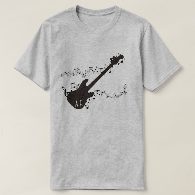 Electric Guitar & Music Notes Personalized Gift T-Shirt (Design Front)