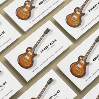 Electric Guitar Music Teacher Business Card by special_stationery at Zazzle