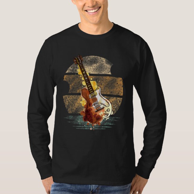 Electric Guitar Musical Artist Guitarist Sunset T-Shirt (Front)