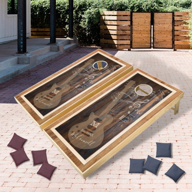 Electric Guitar Musical Monogram Cornhole Set (Creator Uploaded)
