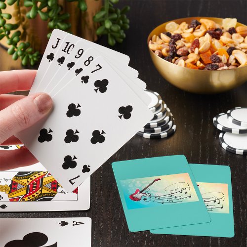 Electric Guitar Musical Notes Playing Cards