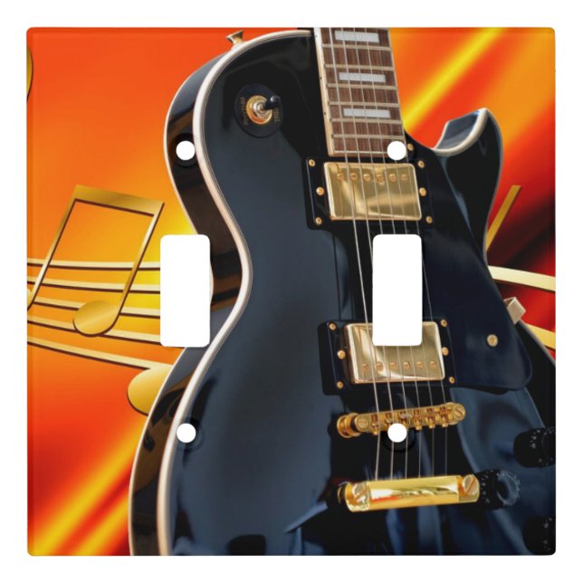 Electric Guitar Musical Notes Wall Switch Plate (Front)