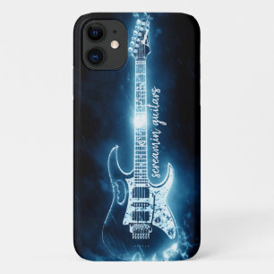 Electric Guitar Musician Blue Black Typography iPh iPhone 11 Case
