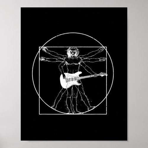 Electric guitar musician gift Da Vinci Drawing Poster