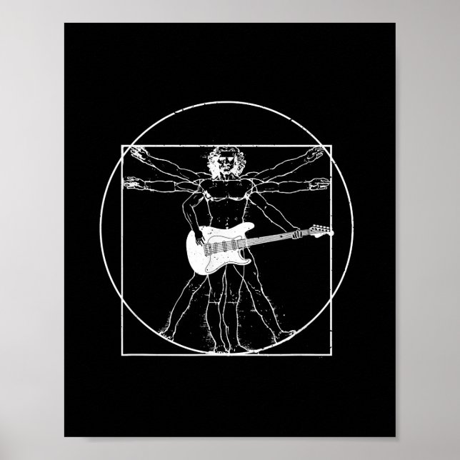 Electric guitar musician gift Da Vinci Drawing Poster (Front)