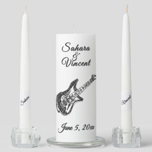 Electric Guitar Names and Date  Unity Candle Set