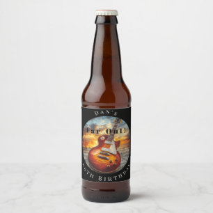 Electric Guitar Ocean Sunset Beer Bottle Label