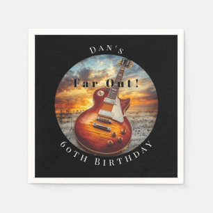 Electric Guitar Ocean Sunset Music Notes Napkins