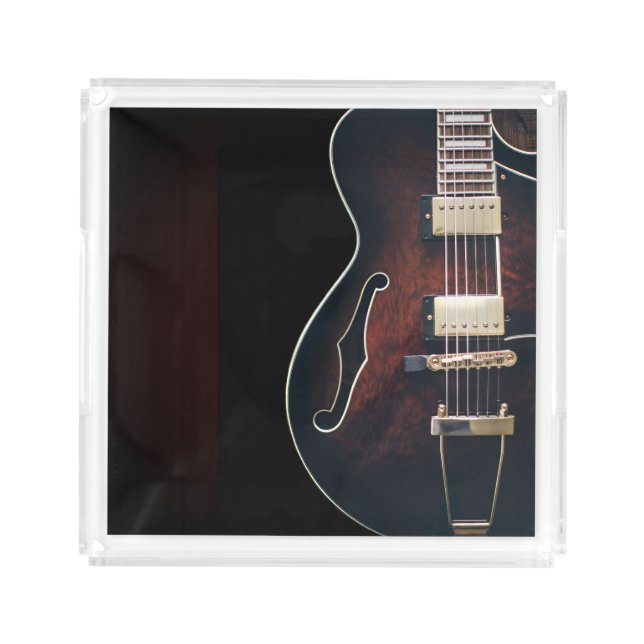 Electric Guitar On Black Acrylic Tray (Front)
