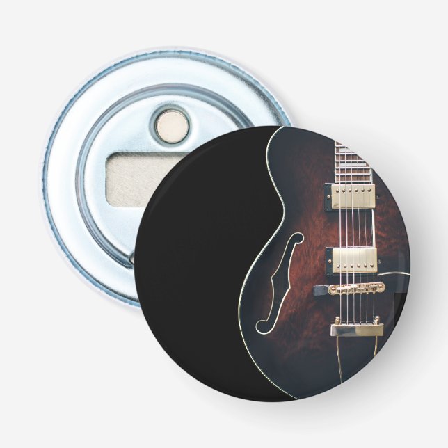 Electric Guitar On Black Bottle Opener (Front)