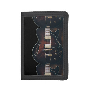 Electric Guitar On Black Trifold Wallet