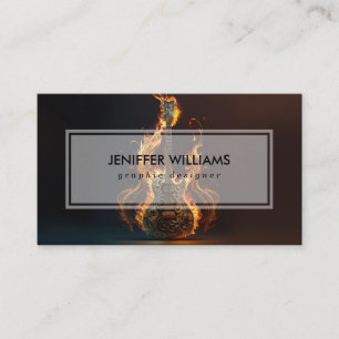 Electric guitar on fire business card