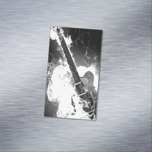 Electric Guitar on Fire Business Card Magnet
