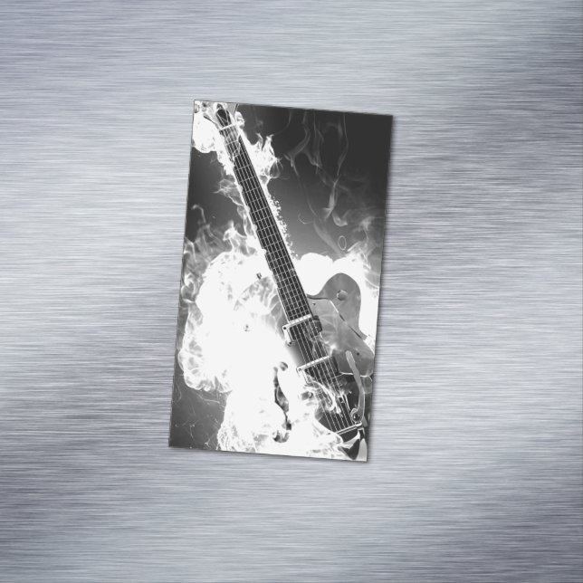 Electric Guitar on Fire Business Card Magnet (In Situ)