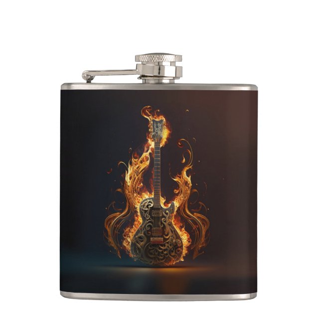 Electric guitar on fire                      flask (Front)