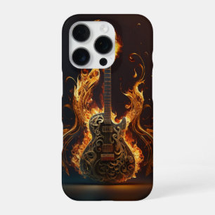 Electric guitar on fire iPhone 16 pro case