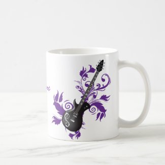 Electric guitar on purple leaves custom products coffee mug