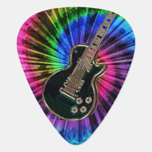 Electric Guitar on Rainbow Tie-Dye Guitar Pick
