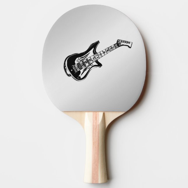 Electric Guitar on Silver Ping-Pong Paddle (Back)