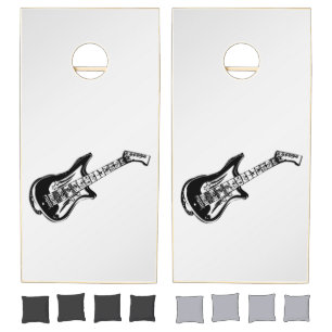 Electric Guitar on Silver Regulation Cornhole Set