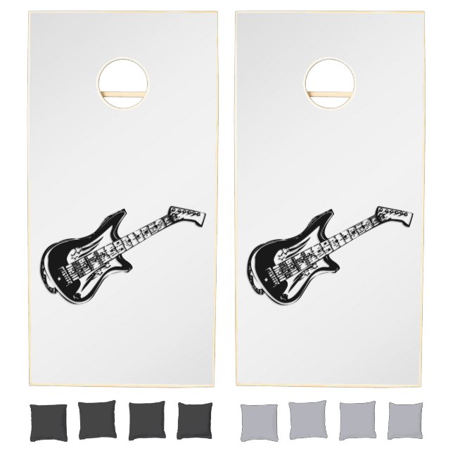 Electric Guitar on Silver Regulation Cornhole Set (Set)
