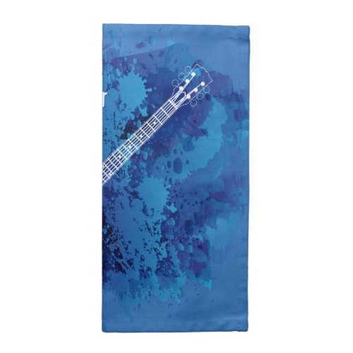 Electric Guitar Outline Blue Paint Splats Cloth Napkin