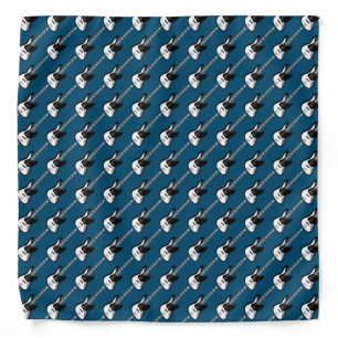 Electric Guitar Pattern in Black and White Bandana