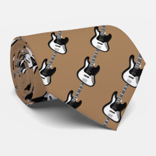 Electric Guitar Pattern in Black and White Neck Tie