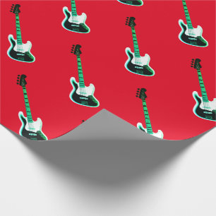 Electric Guitar Pattern in Black and White Wrapping Paper