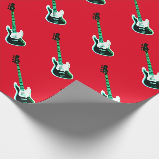 Electric  Guitar Pattern in Black and White  Wrapping Paper (Corner)