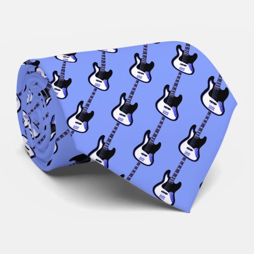 Electric Guitar Pattern in Blue Neck Tie