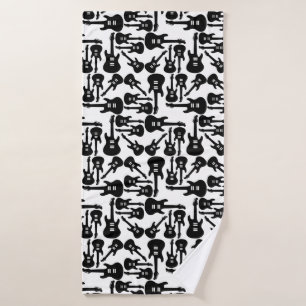 Electric Guitar Pattern Music Themed CUSTOM COLOR Bath Towel
