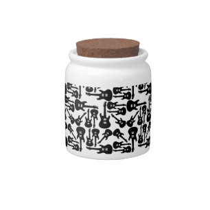 Electric Guitar Pattern Music Themed CUSTOM COLOR Candy Jar