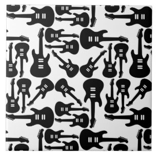 Electric Guitar Pattern Music Themed CUSTOM COLOR Ceramic Tile