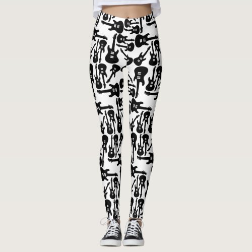 Electric Guitar Pattern Music Themed CUSTOM COLOR Leggings