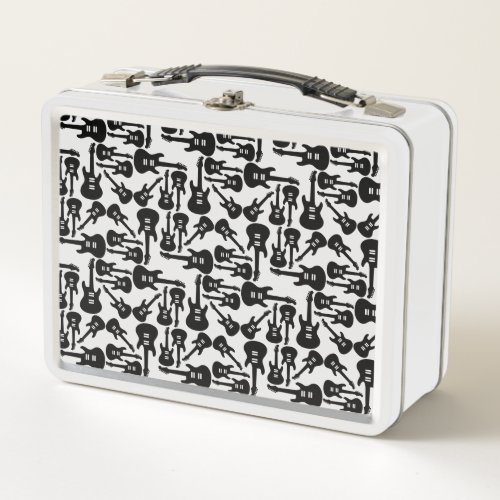 Electric Guitar Pattern Music Themed CUSTOM COLOR Metal Lunch Box