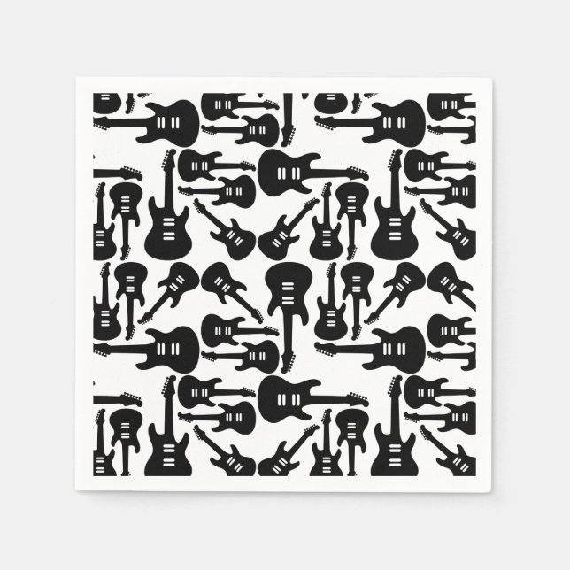 Electric Guitar Pattern Music Themed CUSTOM COLOR Napkins (Front)