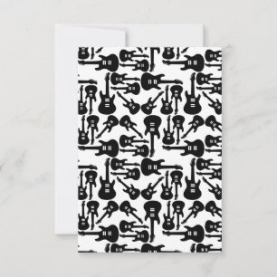 Electric Guitar Pattern Music Themed CUSTOM COLOR Thank You Card