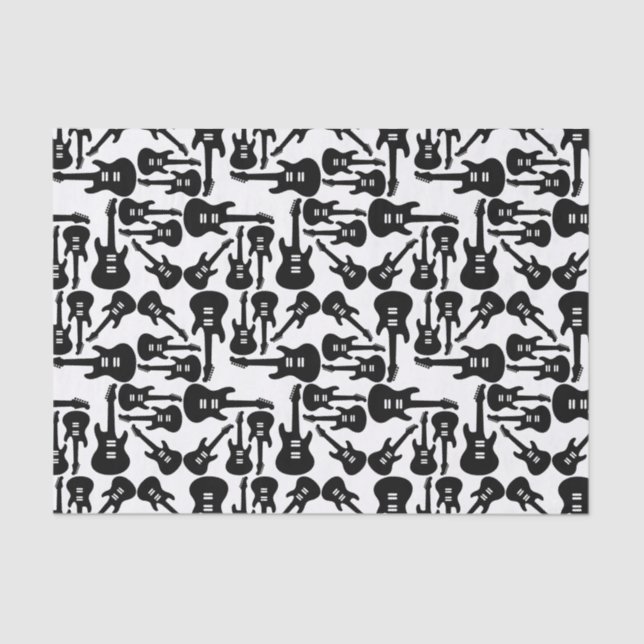 Electric Guitar Pattern Music Themed CUSTOM COLOR Tissue Paper (Front)