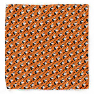 Electric Guitar Pattern Orange and Black Bandana