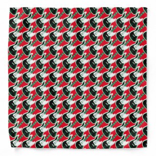 Electric Guitar Pattern Red Green Black White Bandana