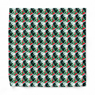 Electric Guitar Pattern Red Green Black White Bandana