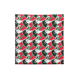 Electric Guitar Pattern Red Green Black White Cloth Napkin