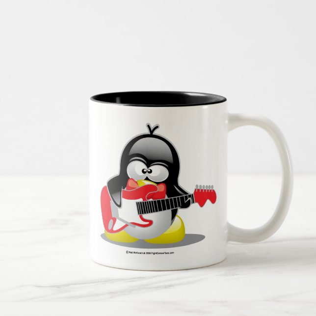 Electric Guitar Penguin Two-Tone Coffee Mug (Right)
