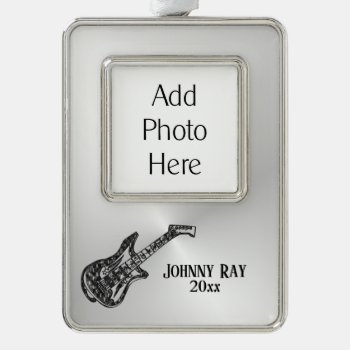 Electric Guitar Personal Photo Name Year Christmas Ornament by LwoodMusic at Zazzle