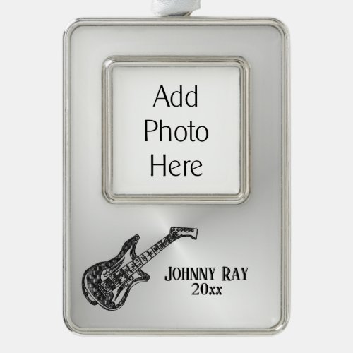 Electric Guitar Personal Photo Name Year Christmas Ornament