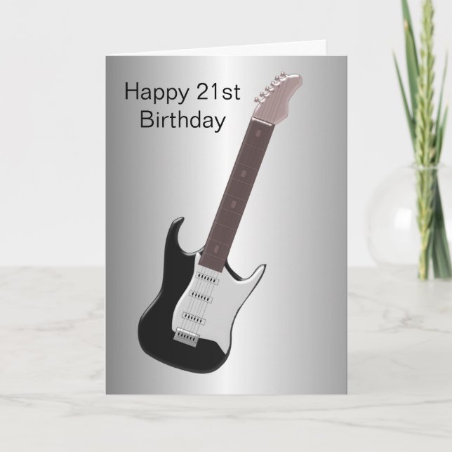 Electric Guitar Personalised 21st Birthday Card (Front)