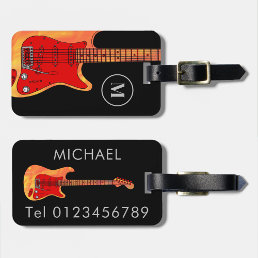 electric guitar personalized luggage tag