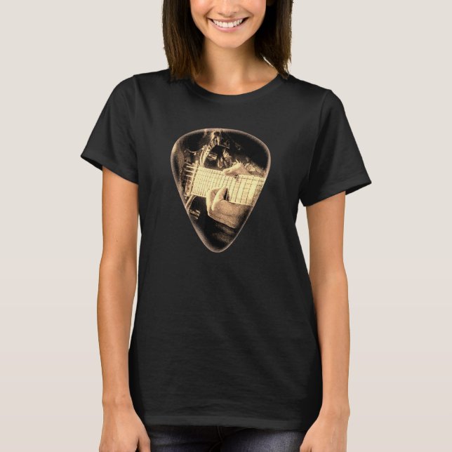 Electric Guitar Pick Guitarist Musician In T-Shirt (Front)