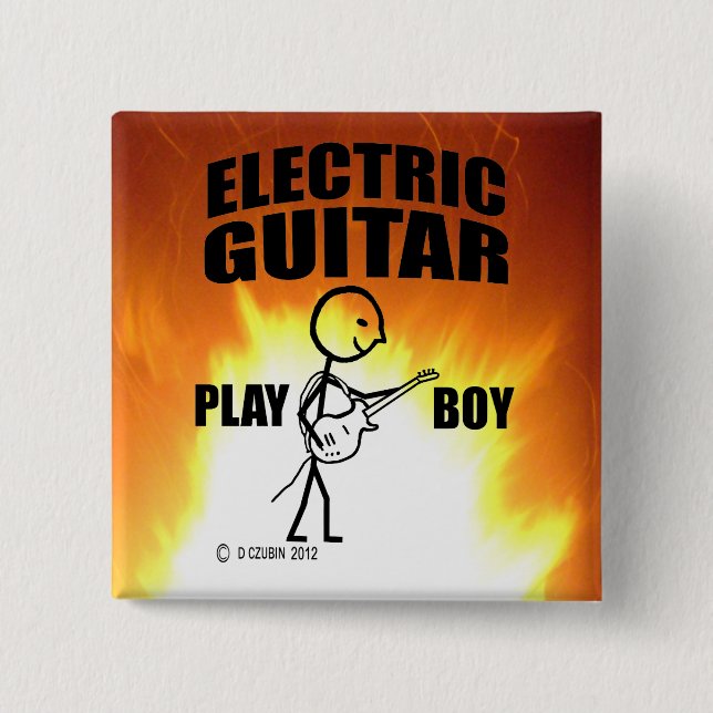 Electric Guitar Play Boy Button (Front)